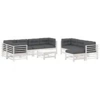 vidaXL 10-tlg Garten-Lounge-Set mit Kissen Weiß Massivholz Modell 1