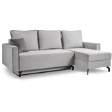 xonox Schlafsofa L-Form rechts Cord 2-Sitzer Hellgrau
