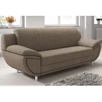 TRENDMANUFAKTUR 3-Sitzer TRENDMANUFAKTUR "Rondo II zeitlos und bequem", braun (tan), B:207cm H:85cm T:94cm, Struktur ( 100% Polyester), Sofas, wahlweise mit komfortablem Federkern, mit extra breiten Armlehnen