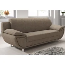 TRENDMANUFAKTUR 3-Sitzer TRENDMANUFAKTUR "Rondo II zeitlos und bequem", braun (tan), B:207cm H:85cm T:94cm, Struktur ( 100% Polyester), Sofas, wahlweise mit komfortablem Federkern, mit extra breiten Armlehnen