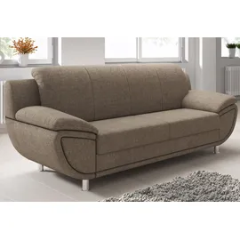 TRENDMANUFAKTUR 3-Sitzer TRENDMANUFAKTUR "Rondo II zeitlos und bequem", braun (tan), B:207cm H:85cm T:94cm, Struktur ( 100% Polyester), Sofas, wahlweise mit komfortablem Federkern, mit extra breiten Armlehnen