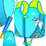 KIDIZ® Schwimmweste Kinder L 5-9 Jahre | Schwimmhilfe Jungen & Mädchen Badeweste Babys & Kleinkinder | Float Jacket Klettverschluss | Badeweste Neopren mit Wasserpistole | Sicherheitsgurt verstellbar