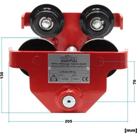 Wiltec Laufkatze bis 500 kg 45-220 mm