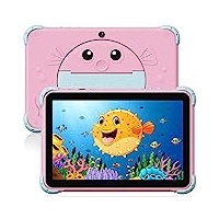 ascrecem Kinder Tablet 10 Zoll Android Tablet für Kinder mit WiFi Doppelkamera IPS Display Quad Core 32GB,Kindertablet ab 3-14 Jahre mädchen Junge,Kleinkind Tablet PC mit kindersicherer Hülle (Rose)