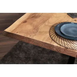 SAM Outillage Esstisch Baumkante massiv Akazie Natur 200 x 100 Spider-Gestell schwarz CALI