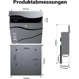 Wiltec Design Briefkasten V28 Anthrazit inkl. Zeitungsfach