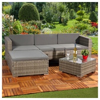Mucola Gartenlounge-Set Polyrattan Lounge 5tlg. Gartengarnitur Sitzgruppe Sitzgarnitur Sofa, (Set, 5-tlg), Schraub-Ausgleich-Standfüße grau