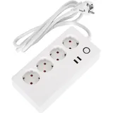 Efectoled - Steckerleiste Mit 4 Steckdosen Typ F Schuko + 2 X Usb Wifi Weiß
