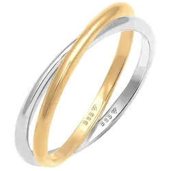 Elli PREMIUM Wickelring Bi-Color Zeitlos 585 Gelbgold Weißgold Ringe   Damen 
