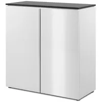 Furn.design Kommode weiß Seidenglanz, grau 89 cm 2-türig 3