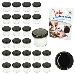 25er Set Sturzglas 125ml Einmachglas TO66 Schwarz Deckel DiamantZucker-Rezept