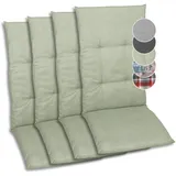 GO-DE Textil Bequeme und attraktive Polsterauflagen für Hochlehner-Gartenstühle (4er-Set, Uni grün, Hochlehner)