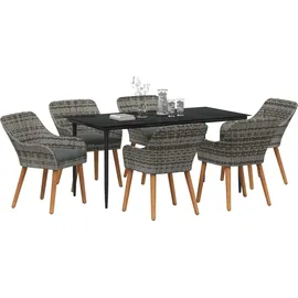 vidaXL Garten Essgruppe 7-tlg. Grau