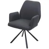 Mendler Esszimmerstuhl HWC-H71, Küchenstuhl Lehnstuhl Stuhl, drehbar Auto-Position Stoff/Textil Stahl ~ dunkelgrau