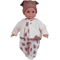 Schildkröt-Puppen Puppe Schlummerle 32 cm mit Malhaar und braunen Schlafaugen, Kleidung rose/weiss/braun