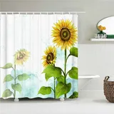 JOKITA Duschvorhang 120x180 Sonnenblume Duschrollo Wasserabweisend Anti-Schimmel mit 8 Duschvorhangringen, 3D Bedrucktshower Shower Curtains, für Duschrollo für Badewanne Dusche