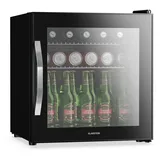 Klarstein Getränkekühlschrank 47L – Spiegelglastür, LED, 0-13°C, 2 Metallablagen, Kompressor, kleiner Kühlschrank mit Glastür, präzise Temperaturregelung