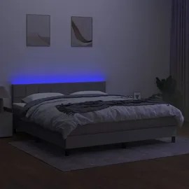 vidaXL Boxspringbett mit Matratze & LED Hellgrau 160x200 cm Stoff