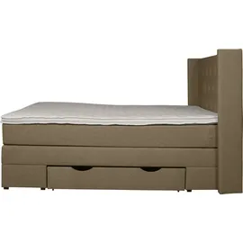 Home Affaire Boxspringbett HOME AFFAIRE "Elegance", beige (sand), B:161cm L:210cm, Samtoptik (100% Polyester);Struktur (100% Polyester), Komplettbetten, Boxspringbett, mit schöner Knopfheftung, in den Härtegraden H2 & H3, inkl. Schubladen