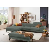 Ecksofa W.SCHILLIG "piedroo" Sofas Gr. B/H/T: 343cm x 70cm x 193cm, Chenille-Flachgewebe R66, Longchair links, mit Kopfteilverstellung-ohne Sitztiefenverstellung, blau (niagara r66) Kopfteilverstellung, wahlweise mit Sitztiefenverstellung, Breite 343cm