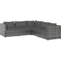 vidaXL 5-tlg. Garten-Lounge-Set mit Kissen Poly Rattan Grau