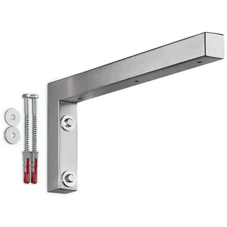 SO-TECH® Wandregalhalter Wandkonsole in L-Form robuste Regalkonsole zur Wandmontage, 1-tlg., 350 x 150 x 30 mm, Waschtischkonsole Edelstahl gebürstet silberfarben 3 cm x 15 cm x 35 cm