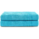 Komfortec 2er Saunatuch Set 80 x 200 cm türkis