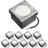 ledscom.de 10x LED Pflasterstein NEOLUM für außen, IP67, eckig, 10 x10cm, inkl. GX53 Leuchtmittel, 56lm, weiß