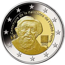 2 Euro Gedenkmünze "100. Geburtstag von Abbé Pierre" 2012 aus Frankreich