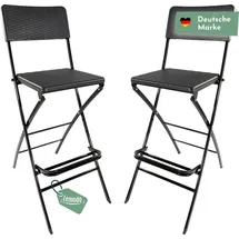 Lemodo Barhocker mit Lehne, klappbare Barstühle als 2er Set, Küchenhocker Sitzfläche in Rattanoptik