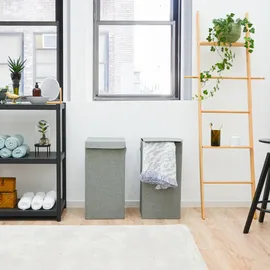 Dune Design 2er Set 50L Wäschekorb mit Deckel 30x30x60 - XXL Wäschesammler Wäschebox Faltbar