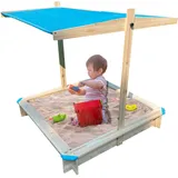 nyvi Kinder Sandkasten mit Dach NYVIKids Lucia 116x116 cm - Sandkasten mit verstellbarer Sonnenschutz Abdeckung & 4 Sitzbänken