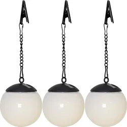 LED-Solar-Kugel "Globus", 3er Set, weiß, je Ø 10cm