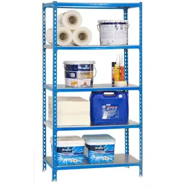 simonclick Metallregal 200 x 100 x 30 cm Blau/Silber