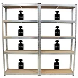 Baumarktplus Steckregal 180x90x30 cm 2er Set Schwerlastregal 875kg Lagerregal Kellerregal Metallregal Garagenregal