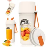 SKJJM 450ml Tragbarer Mixer für Smoothie, Mini Mixer Smoothie Maker To Go, Type-C Ladegerät, Leistungsstarker Mini Standmixer mit Doppelbecherdeckel 12 Klingen Personal Blender für Reise Büro Sport