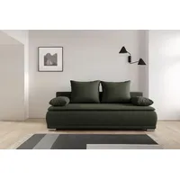 Schlafsofa WERK2 "Biggi, komfortabel & elegant, Schlaffunktion, Bettkasten, Breite 260cm", grün, B:260cm H:88cm T:91cm, 100% Polyester, Sofas, inkl. losen Kissen, Bouclé APHRODITE, Silber