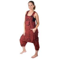 KUNST UND MAGIE Latzhose Overall Unisex Vintage Latzhose Ibiza stonewashed Haremshose rot S