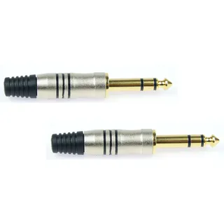 Adam Hall 2 x K3CJM3 GOLD - 6,3 mm Stereo Kabel Klinke TRS Stecker 3 pol male silber, vergoldete Kontakte, 3 Star Serie