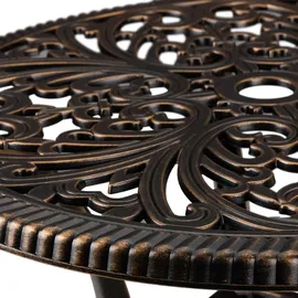 Relaxdays Gartentisch, antike Optik, wetterfest, Aluminiumguss, H x D: 53x53 cm, runder Balkontisch, schwarz/Bronze