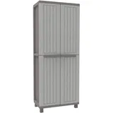 Terry Terry, Jwood 368, Besenschrank mit zwei Türen in Holz-Optik, Innenregal mit 4 Einlegeböden, für den Innen- und Außenbereich/Taubengrau - 68x37,5x170 cm
