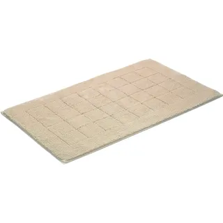 Vossen Badematte Exclusive, Höhe 20 mm, rutschhemmend beschichtet, fußbodenheizungsgeeignet, Baumwolle, rechteckig, Badteppich, Uni-Farben, Karo Muster, Hoch-Tief Effekt, reine Baumwolle beige rechteckig | 60 cm x 100 cm x 20 mm