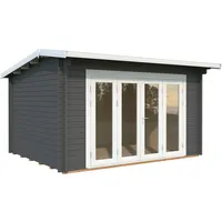 Palmako Gartenhaus Ines 11,1 m2 - 44 mm dunkelgrau/weiß