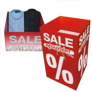Verkaufsschütte 1 Stück SALE REDUZIERT% Zeichen 50 x 50 x 85 cm für Räumungsverkauf aus kaschierter Wellpappe bis 25 kg Tragkraft.
