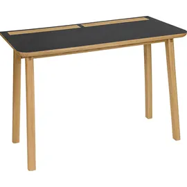 WoodMan Schreibtisch WOODMAN "Mati", braun (eichefarben, schwarz), B:115cm H:75cm T:50cm, Tische, Schreibtisch, mit zwei Ledertaschen an der Seite des Tisches für Stauraum, FSC