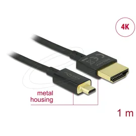 DeLock HDMI Anschlusskabel HDMI-A Stecker HDMI-Micro-D Stecker 100 m Schwarz