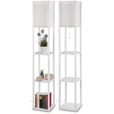 Lunartec 2er-Set Stehlampe aus Holz mit integriertem Regal, E27-Sockel, weiß