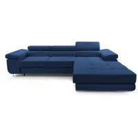 Furnix Ecksofa NILLONA Mini L-Form Schlaffunktion Bettkasten Kronos Feinstruktur, mit Relaxfunktion blau