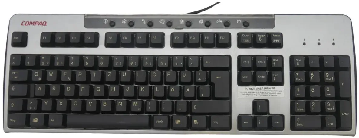 Compaq Tastatur KB-0133 Computer Keyboard PS2 Anschluss QWERTZ schwarz/silver...