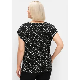sheego Kurzarmshirt in schwarz-gemustert | Gr.: 52/54